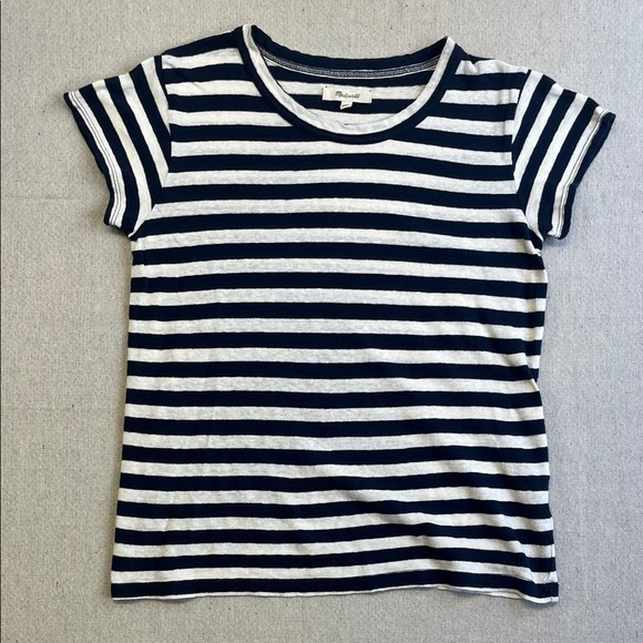 Madewell Tops - Madewell Navy White Stripe Tee XS 100% Cotton Coastal French Girl Top